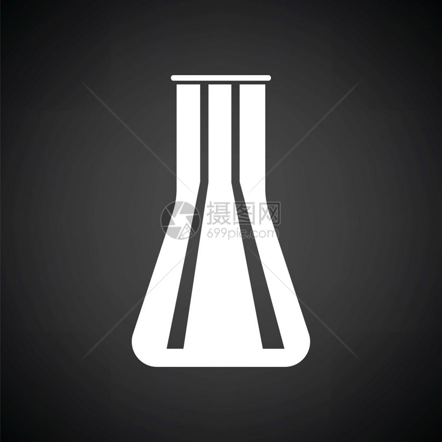 化学灯泡图标黑色背景和白矢量插图图片
