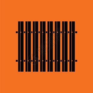 建筑围栏图标橙色背景黑矢量图示图片