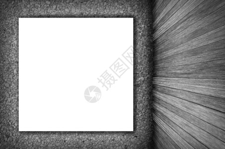室内旧墙木地板和白黑空标牌背景室内旧墙木地板和白空标牌b图片