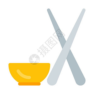 关西棍枝配碗的筷子插画
