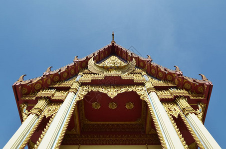 泰国上东WatMuang的LotusLeaf的LotusLeaf寺庙图片