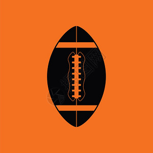 美国足球图标橙色背景黑矢量插图图片