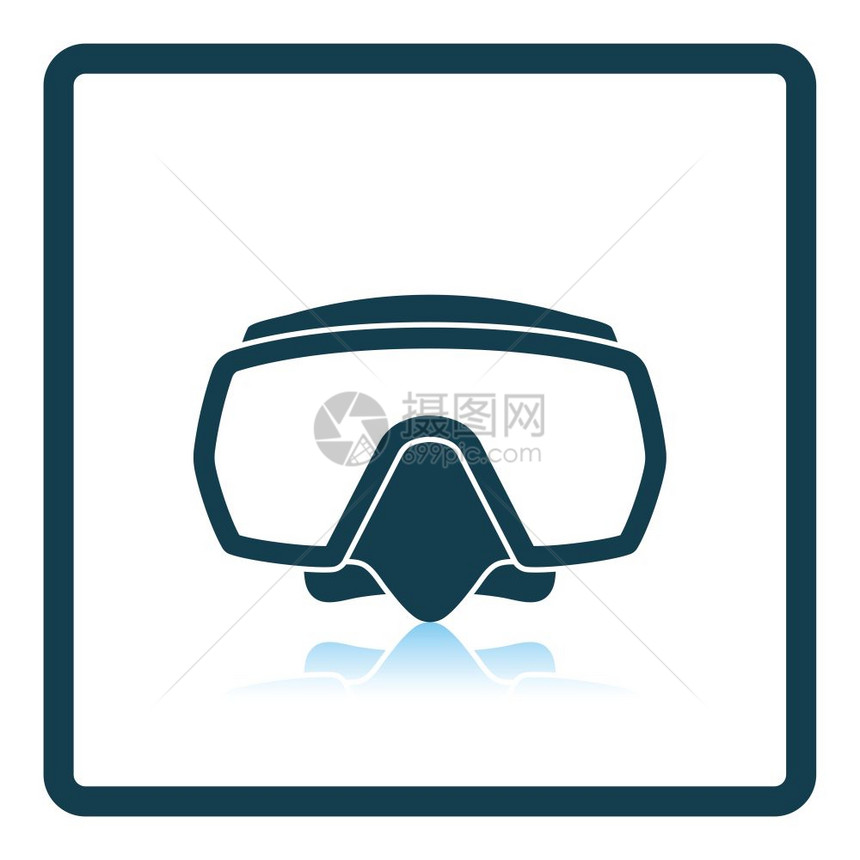 灰色背景圆影阴反射设计矢量插图上的潜水面具标图片