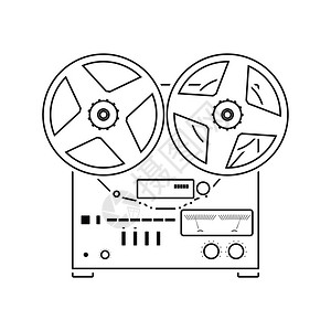 Reel磁带记录器图标薄线设计矢量插图图片