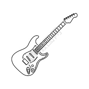电子吉他图标薄线设计矢量插图图片