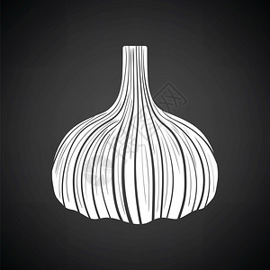 Garlic图标有白色的黑背景矢量插图图片