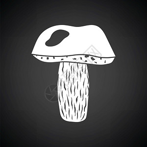 蘑菇图标白色黑背景矢量插图图片