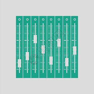 音乐平衡器图标绿色的灰背景矢量插图图片