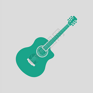 音响吉他图标绿色灰背景矢量插图图片