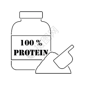 面粉图标Proteinconteiner图标薄线设计矢量插图背景