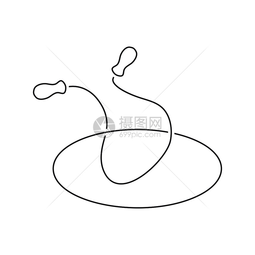 跳绳和圈的图标细线设计矢量插图图片