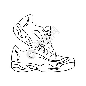 健身运动鞋图标细线设计矢量插图图片
