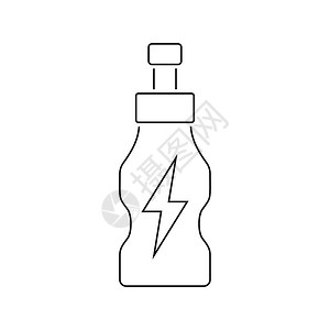 能量饮料瓶图标薄线设计矢量插图图片