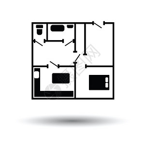 公寓图标公寓计划图标白色背景影子设计矢量插图背景