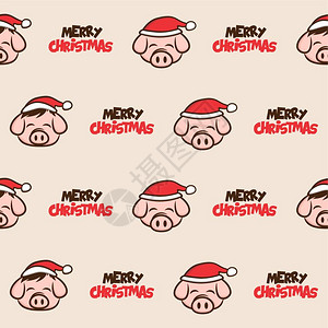 圣诞猪肉培根主题卡通矢量圣诞猪肉主题卡通图片