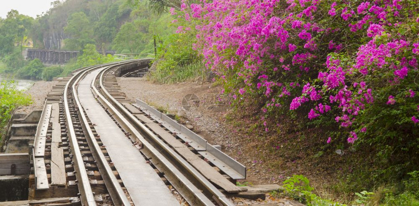 泰国铁路上景色很美图片