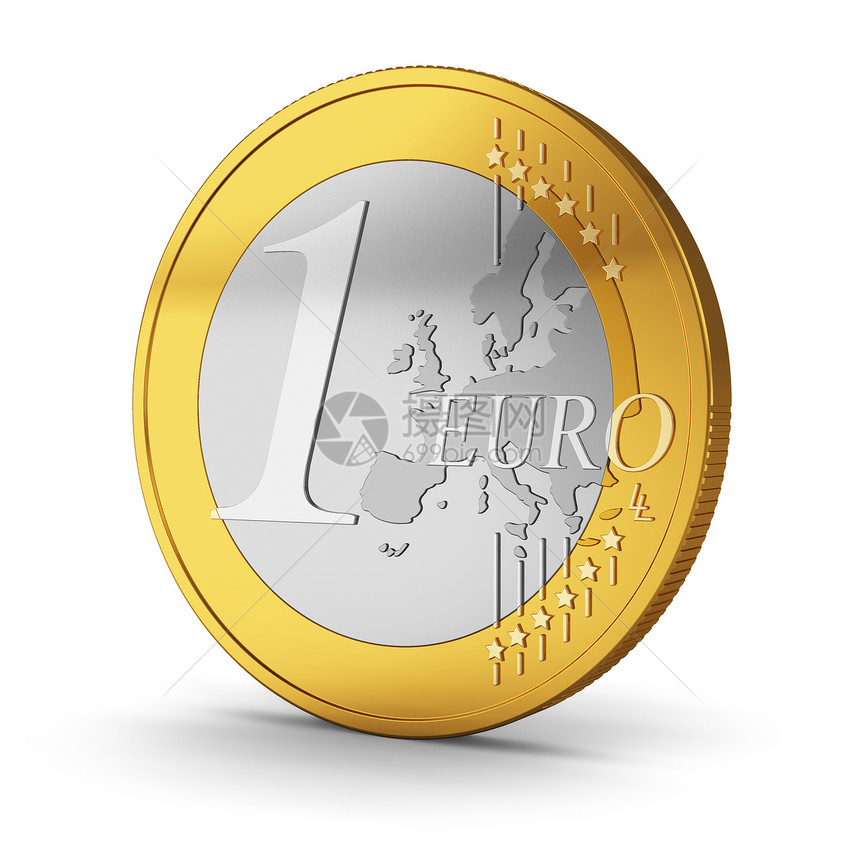 一欧元硬币在白色背景上被孤立图片