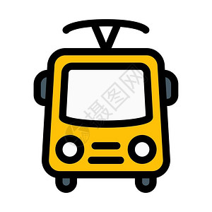 白色背景汽车Trolleybus电力说明图图片
