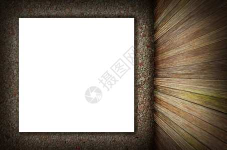 室内旧墙木地板和白色空标牌背景室内旧墙木地板和白色空标牌b图片