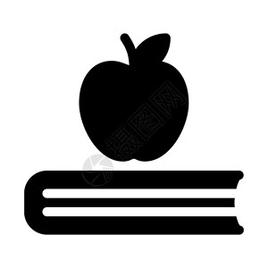 书和苹果矢量图标背景图片