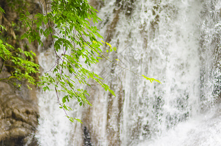 泰国Kanchanaburi的深森林瀑布图片