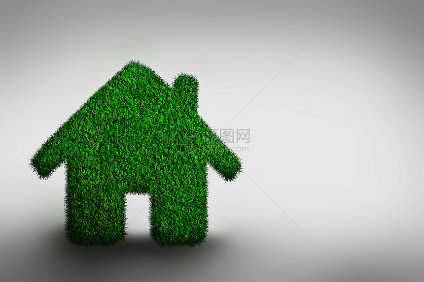 绿色生态友好的房子概念灰色的草地建筑房产和环境图片