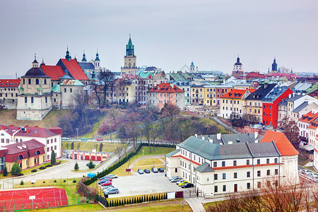 波兰卢布林老城的全景从堡看高清图片