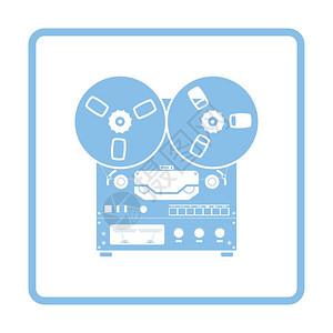Reel磁带记录器图标蓝色框架设计矢量插图图片