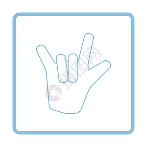 矢量手势岩石手图标蓝框设计矢量图解背景
