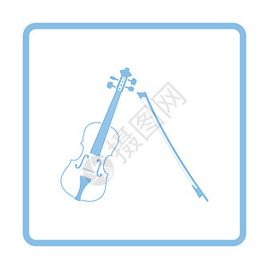 Violin图标蓝色框架设计矢量插图图片