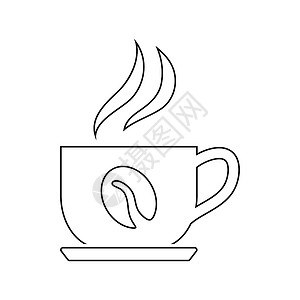 咖啡饮料图标咖啡杯图标薄线设计矢量插图背景