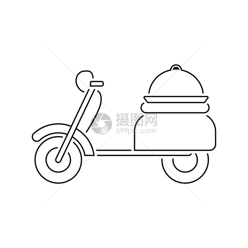 提供摩托车图标细线设计矢量插图图片