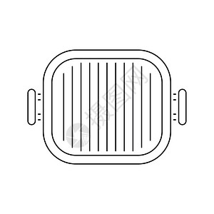 快餐图标Grillpan图标薄线设计矢量插图背景