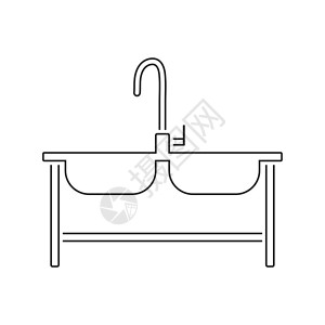 水槽图标双汇图标细线设计矢量插图背景