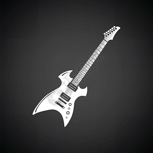电子吉他图标黑色背景白矢量插图图片