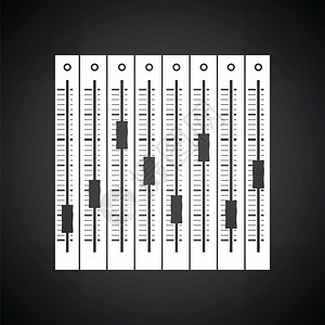 音乐平衡器图标黑色背景白矢量插图图片