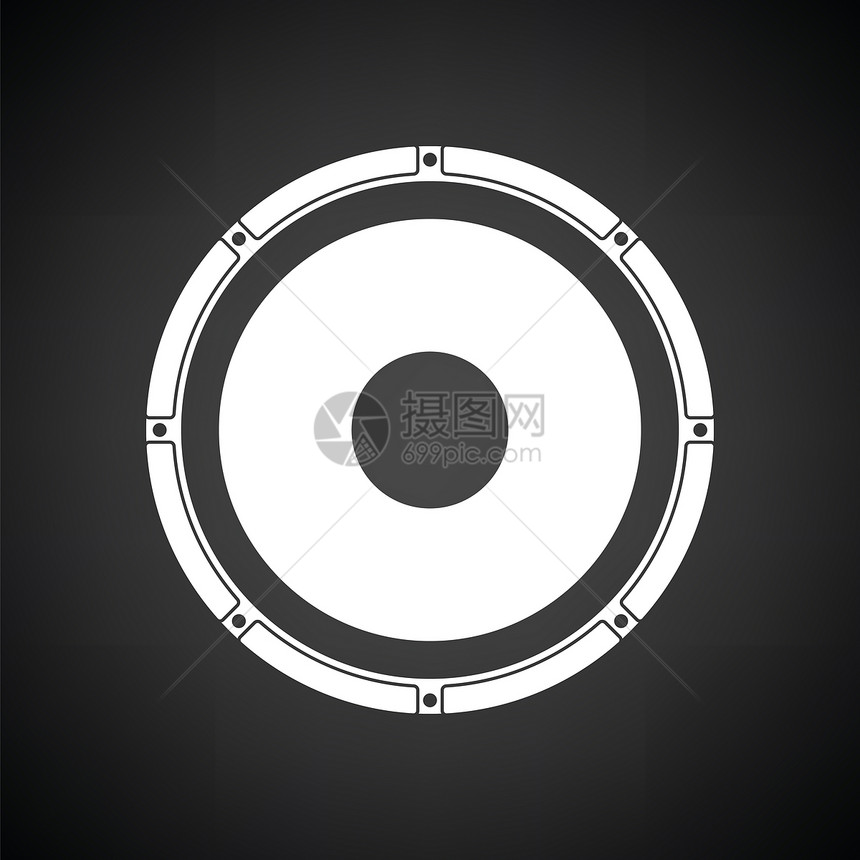 Loudspeaker图标有白色的黑背景矢量插图图片