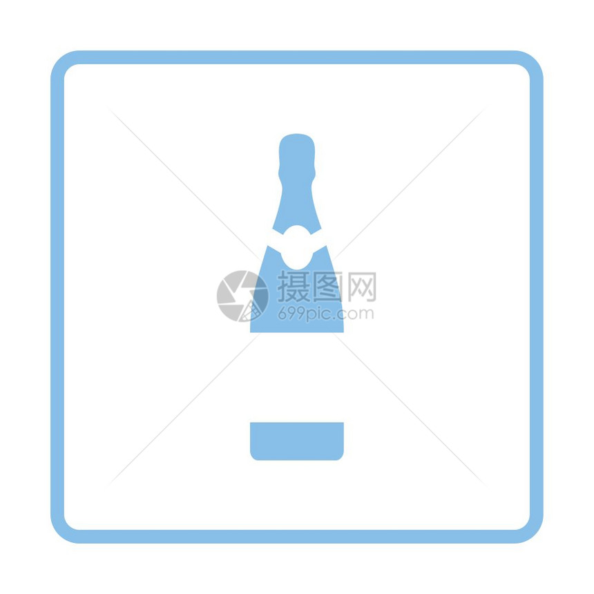 派对香槟和玻璃图标蓝色框架设计矢量插图图片