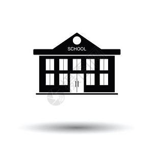 学校建筑图标白色背景和影子设计矢量插图图片