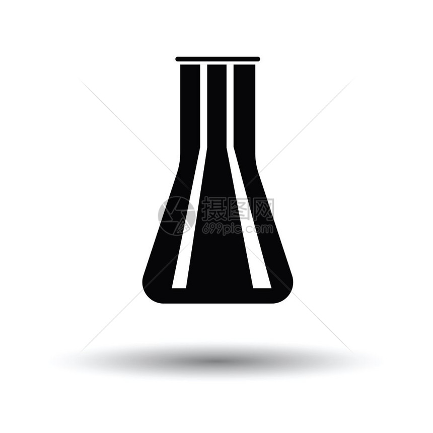 化学灯泡图标白色背景和影子设计矢量图解图片