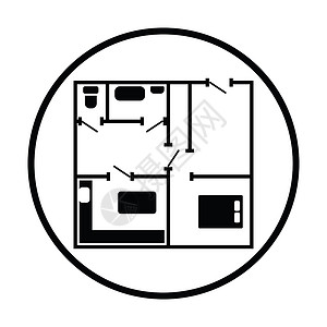公寓图标公寓计划图标细圆设计矢量插图背景