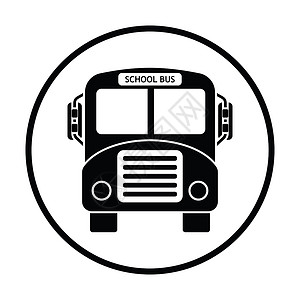 学校公交车图标细圆设计矢量插图图片