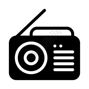 黑色收音机矢量设计图标图片