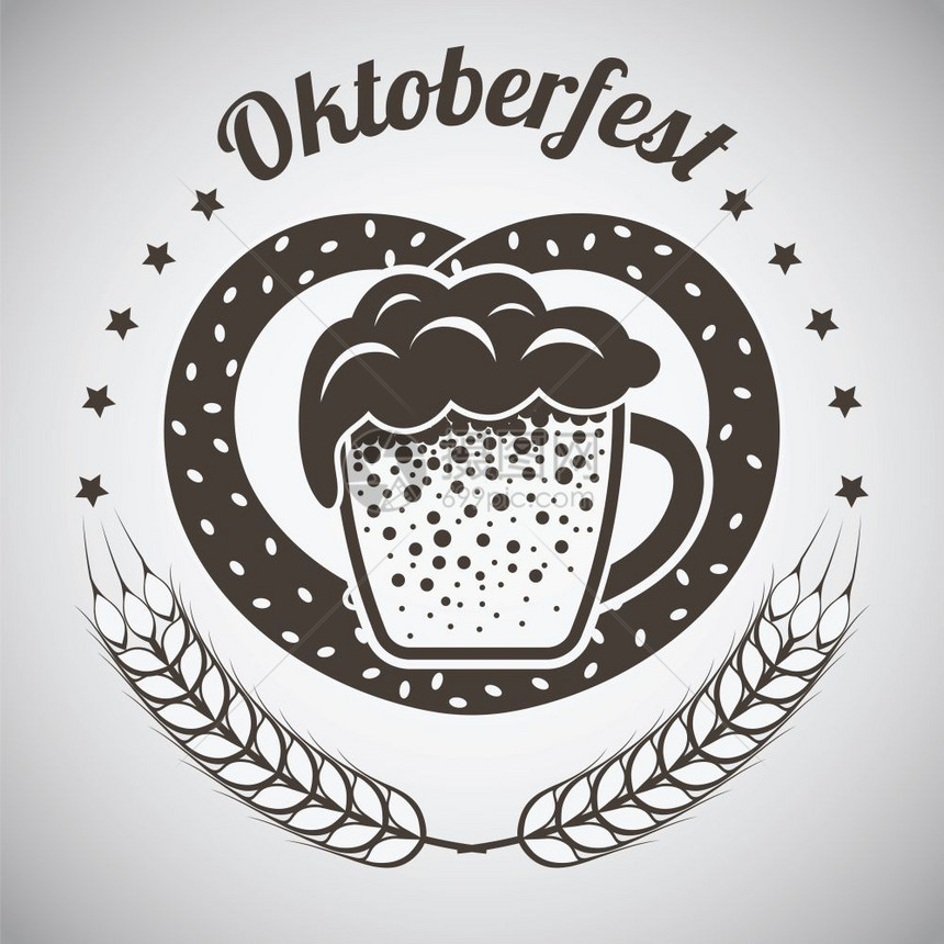 Oktoberfest象形符号灰色梯度背景上的深褐色矢量I说明图片