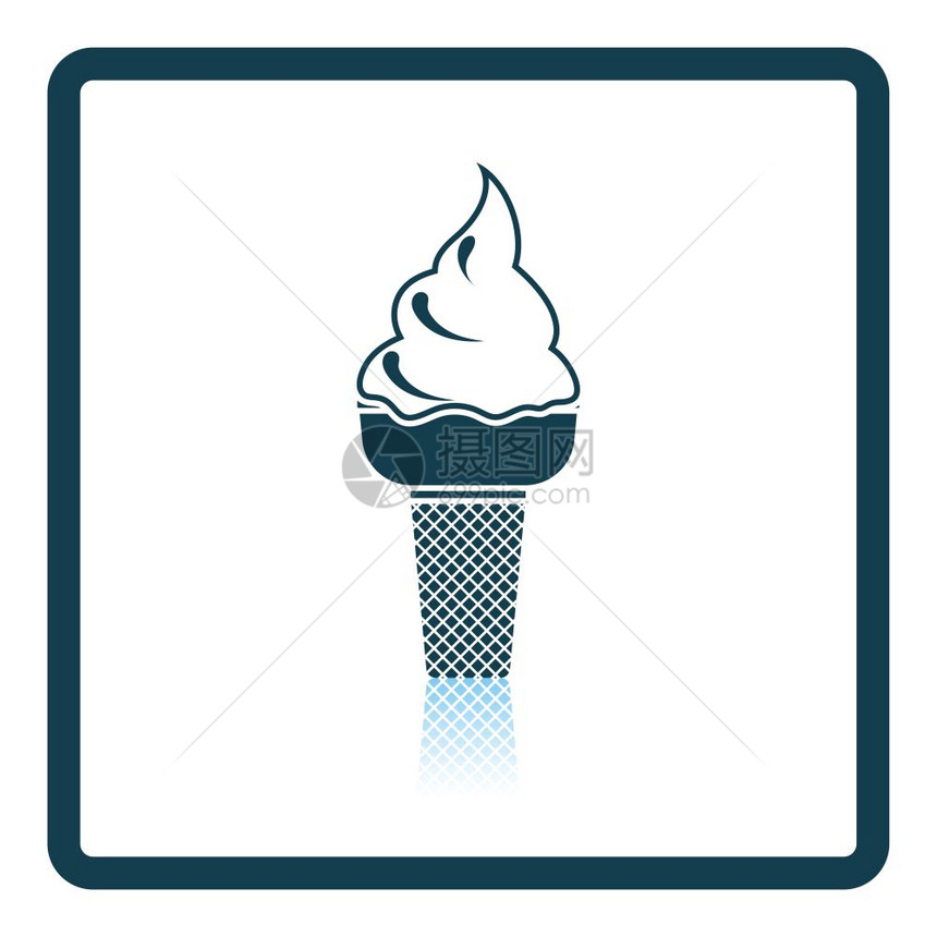 冰淇淋图标影子反射设计矢量插图图片