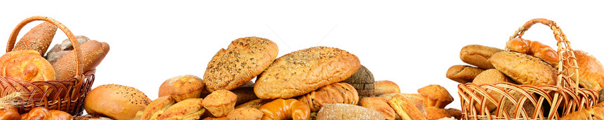 在白色背景中隔绝的新鲜烤面包物品图片