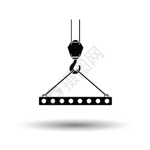 挂钩图标挂在吊钩上的悬浮板图标挂在绳索上白色背景带有影子设计矢量插图背景