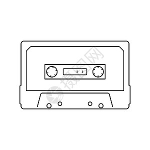 20世纪80年代音频磁带图标细线设计矢量插图背景