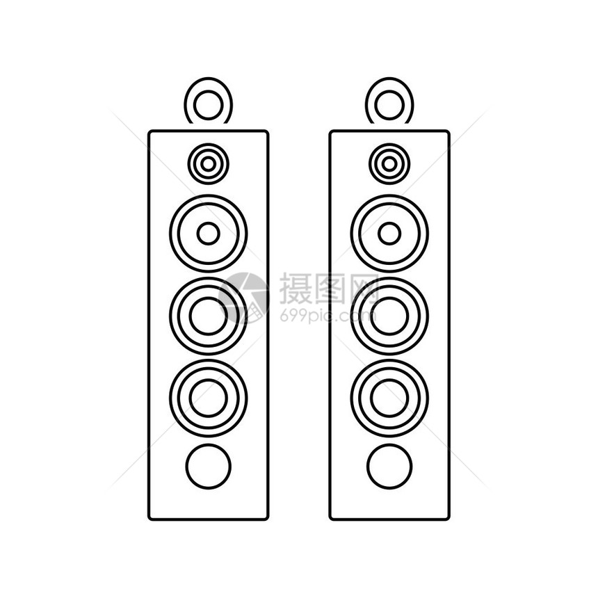 音频系统扬声器图标薄线设计矢量插图图片