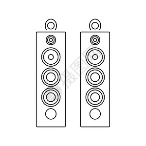音箱接线图标音频系统扬声器图标薄线设计矢量插图背景